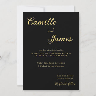 Invitation Black And Gold Modern Minimalist Elegant Simple