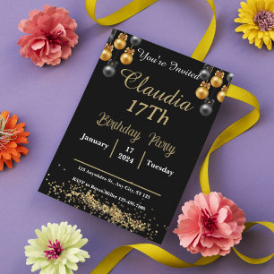 Invitation Black and Gold Modern Prom Soirée