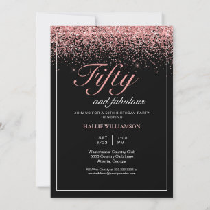 Invitation Black and Gold Parties scintillant 50 et Fabulous 