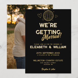 Invitation Black And Gold Retro Disco Mariage Super Photo