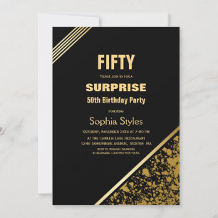 Invitation Black and Gold Surprise 50e anniversaire