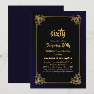 Invitation Black and Gold Surprise 60e anniversaire
