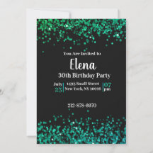 Black and Green Elegant Anniversaire de fête Invit