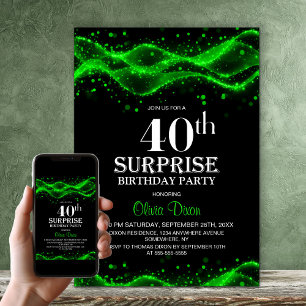 Invitation Black and Green Surprise 40e anniversaire