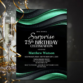 Invitation Black and Green Surprise 75th Birthday Party