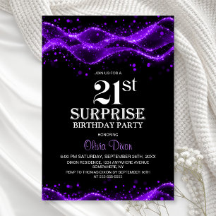 Invitation Black and Purple Surprise 21ème anniversaire