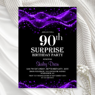 Invitation Black and Purple Surprise 90e anniversaire