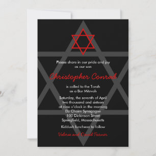 Invitation Black and Red Bar Mitzvah