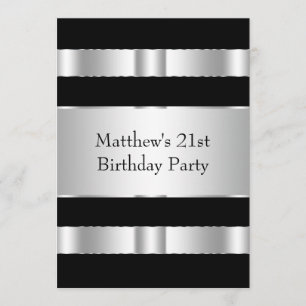 Invitation Black and Silver Mans 21e anniversaire