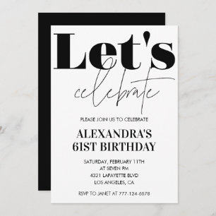 Invitation Black and White 61e anniversaire Modern