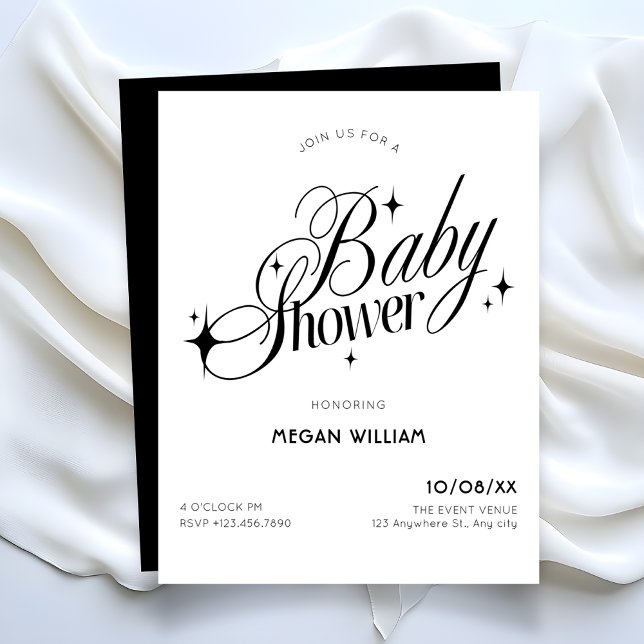 Invitation Black and white elegant baby shower (Créateur téléchargé)