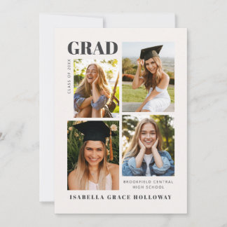 Invitation Black and White Grad Announcement With Photos