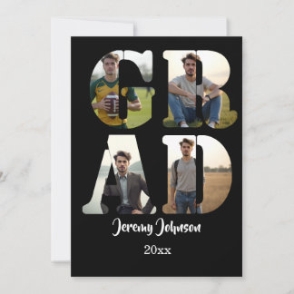 Invitation Black and White GRAD Photo Party 