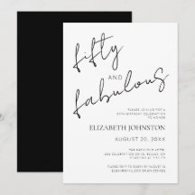 Black and White Minimal 50 and Fabulous Birthday