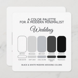 Invitation Black and White Modern Wedding Color Palette Card