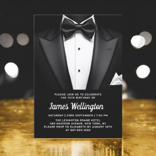 Invitation Black and White Tuxedo Tux Birthday Event