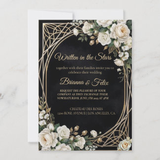 Invitation Black and white Watercolor Floral Wedding 
