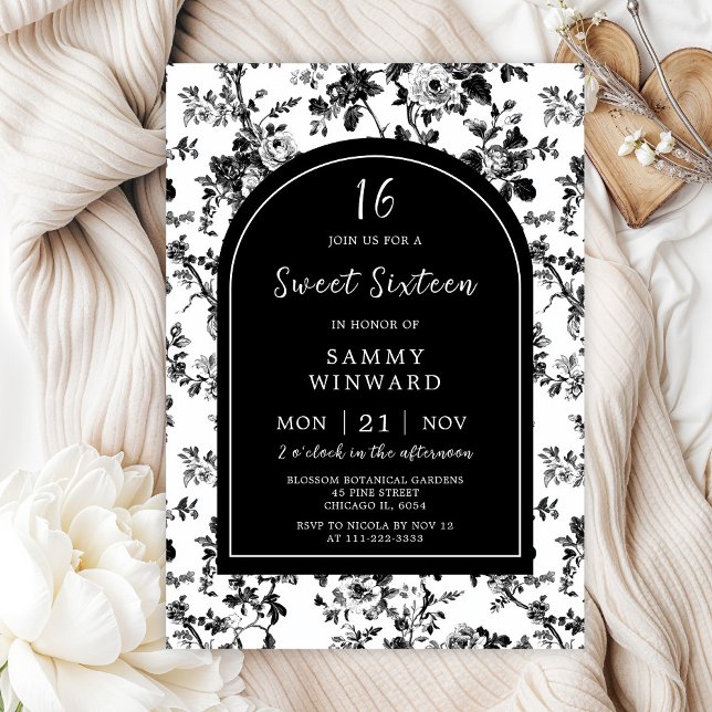 Invitation Black Antique Chinoiserie Sweet sixteen (Créateur téléchargé)