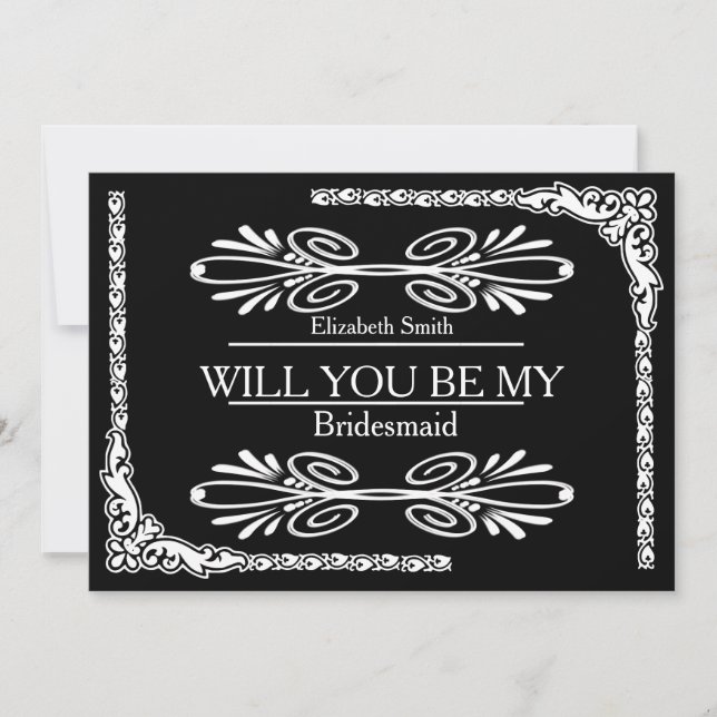 Invitation Black Arrière - plan Swirl Serez-vous ma femme d'h (Devant)