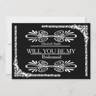 Invitation Black Arrière - plan Swirl Serez-vous ma femme d'h