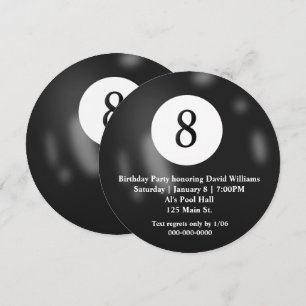 Invitation Black Billiard Huit Balles Anniversaire