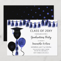 Black Blue Balloons Grad Casquette fête de graduat