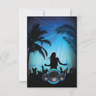 INVITATION BLACK BLUE BEACH PARTY DANSER MUSIQUE PALMIERS FU