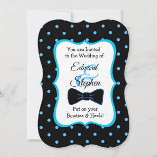 Invitation Black Blue Bowtie & Heels LGBT Wedding Invite