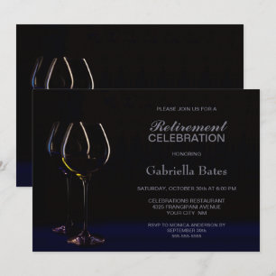 Invitation Black Blue Retraite Vin Glass Party