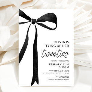 Invitation Black Bow 30th Birthday Party Celebration Script