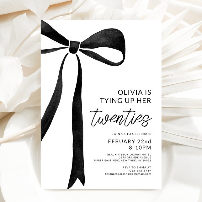 Invitation Black Bow 30th Birthday Party Celebration Script (Créateur téléchargé)