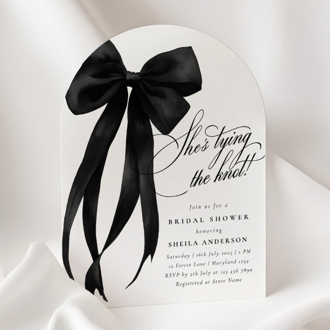 Invitation Black Bow Elle Tie The Knot Fête des mariées Invit (Créateur téléchargé)