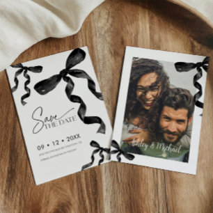 Invitation Black Bow Enregistrer La Date