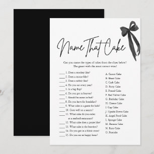 Invitation Black Bow Name That Cake Fête des mariées Jeu