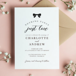 Invitation Black Bow Rien de fantaisie Juste Amour Mariage