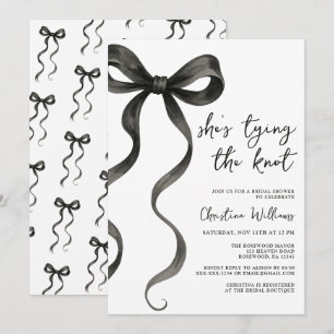 Invitation Black Bow She’s Tying The Knot Fête des mariées