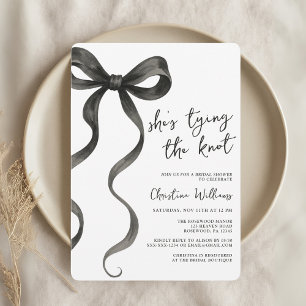 Invitation Black Bow She’s Tying The Knot Fête des mariées