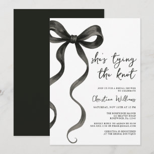 Invitation Black Bow She’s Tying The Knot Fête des mariées