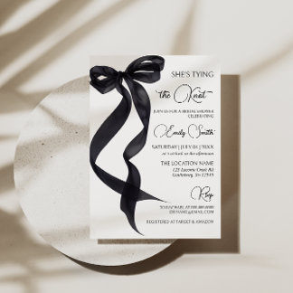 Invitation Black Bow She's Tying the Knot Fête des mariées