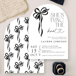 Invitation Black Bow She's Tying the Knot Fête des mariées