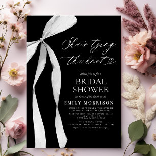 Invitation Black Bow She's Tying the Knot Fête des mariées