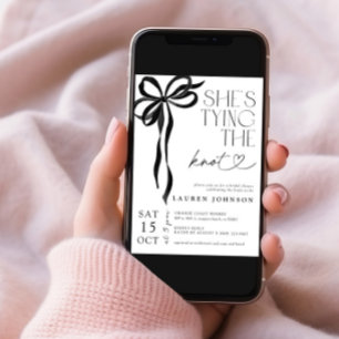 Invitation Black Bow She's Tying the Knot Fête des mariées