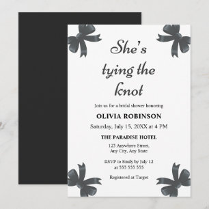 Invitation Black Bow She's Tying the Knot Fête des mariées