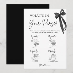 Invitation Black Bow What's In Your Purse Fête des mariées Je