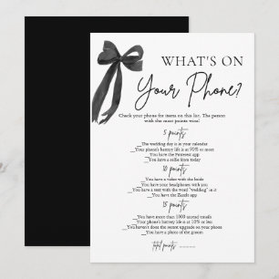 Invitation Black Bow What's On Your Phone Fête des mariées Ga
