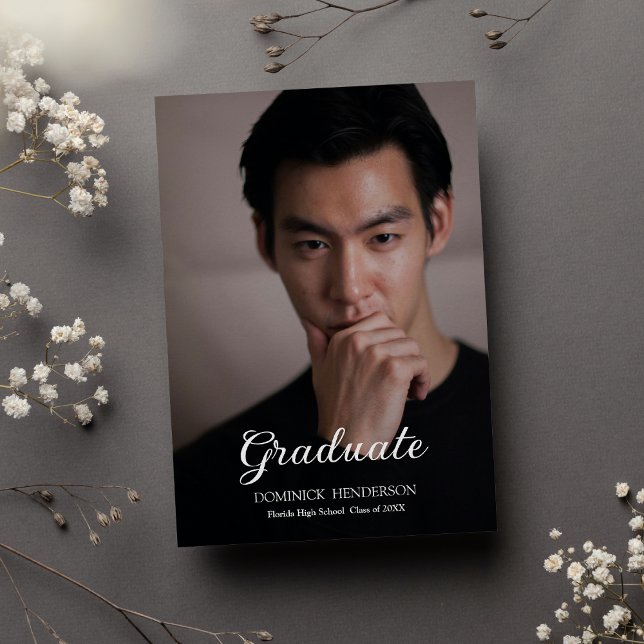 Invitation Black Brown Photo Graduation Party (Black Brown Photo Graduation Party )