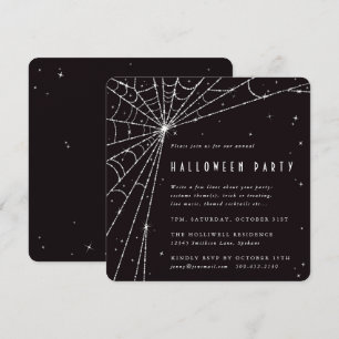 Invitation Black Carré Diamond Spider Web Halloween Party