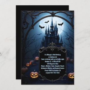 Invitation Black Castle Ado Halloween fête d'anniversaire