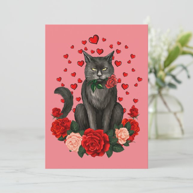 Invitation Black Cat Valentines Jour Garçons Filles Teena Off (Debout devant)