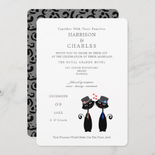 Invitation Black Cats Gay Mariage Purrr.fect Mariage